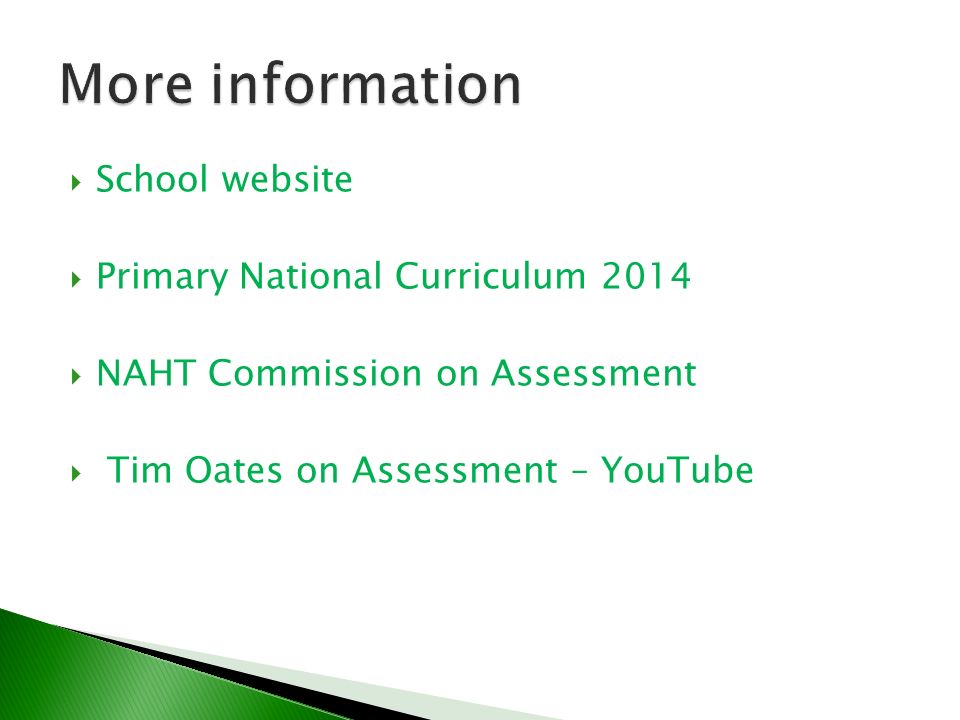  School website  Primary National Curriculum 2014  NAHT Commission on Assessment  Tim Oates on Assessment – YouTube