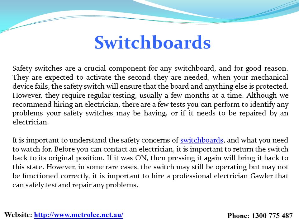 Switchboards Safety switches are a crucial component for any switchboard, and for good reason.