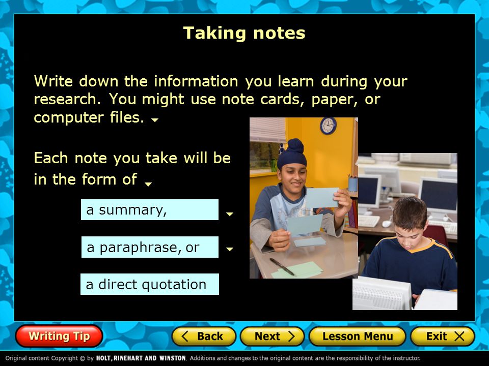 Taking Notes For A Research Paper