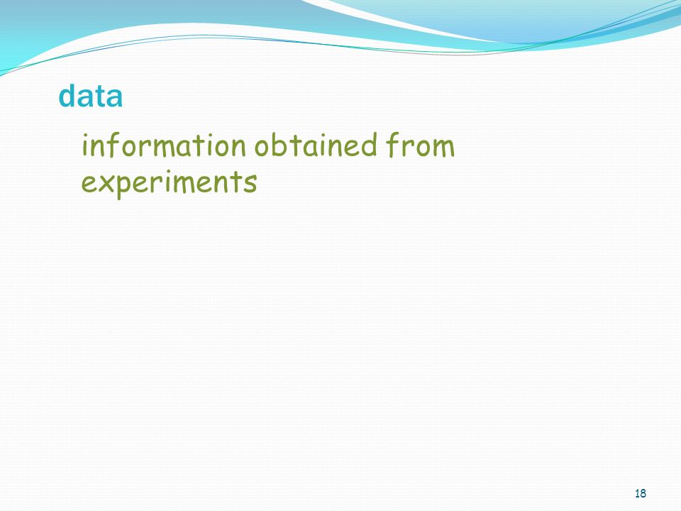 18 information obtained from experiments data