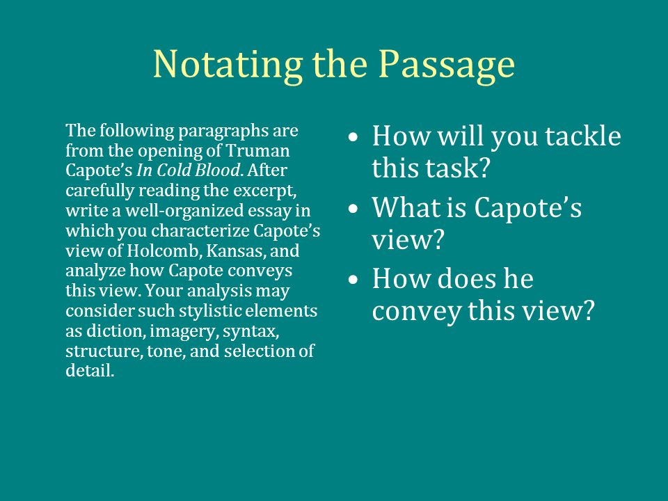 an analysis of the novel in cold blood by truman capote an analysis of the novel in cold blood by truman capote