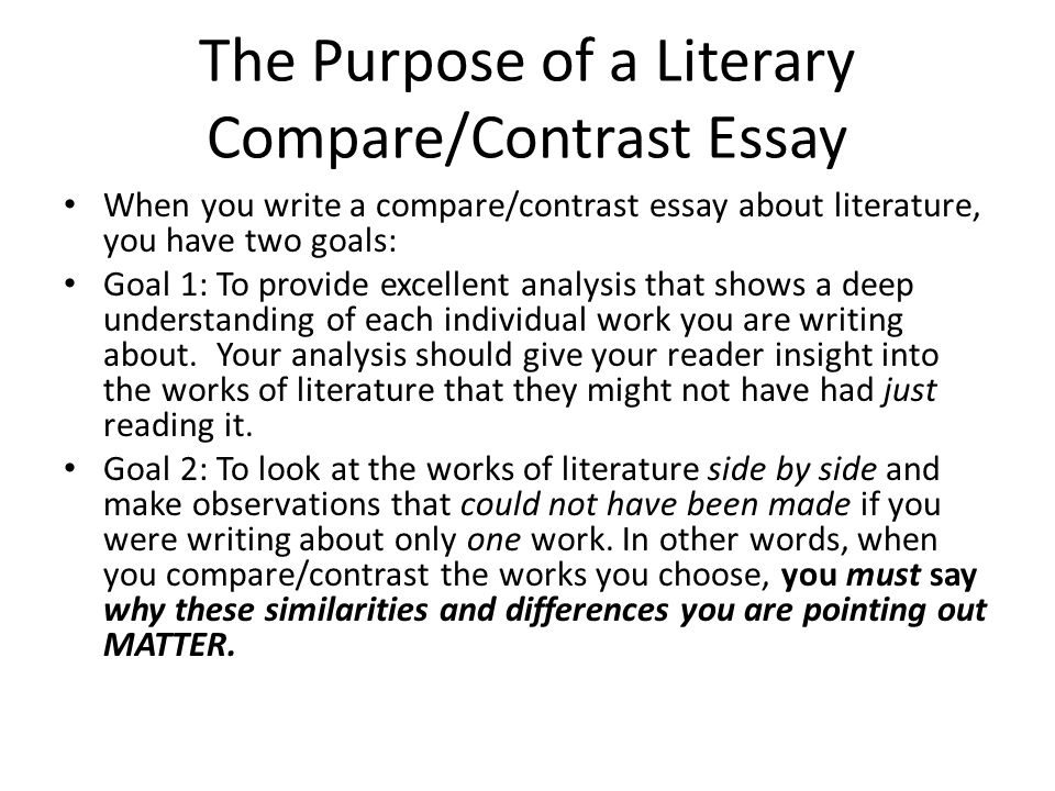Compare contrast essay structure outline