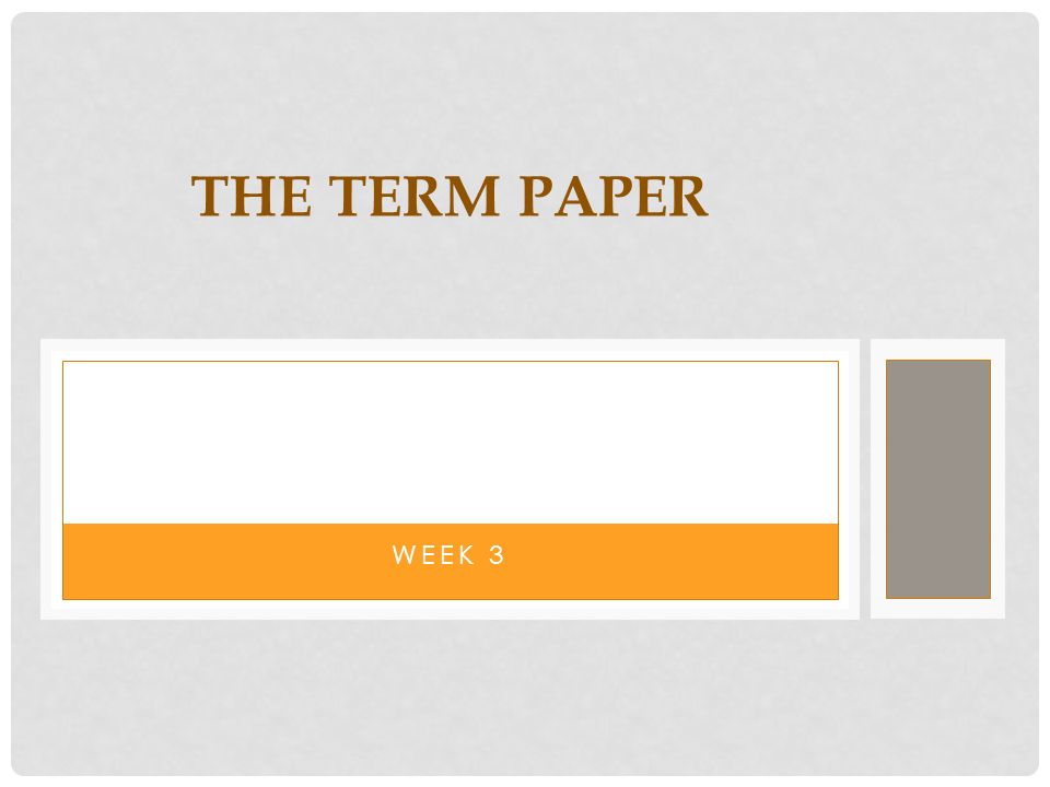 WEEK 3 THE TERM PAPER