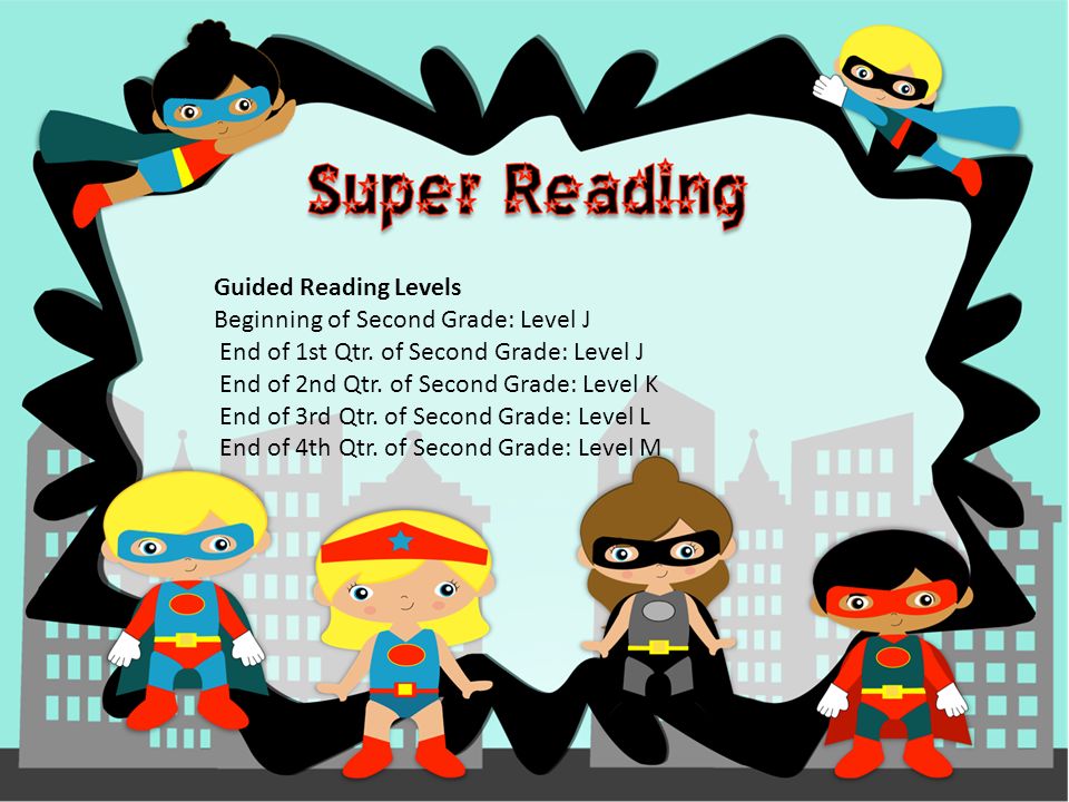Guided Reading Levels Beginning of Second Grade: Level J End of 1st Qtr.