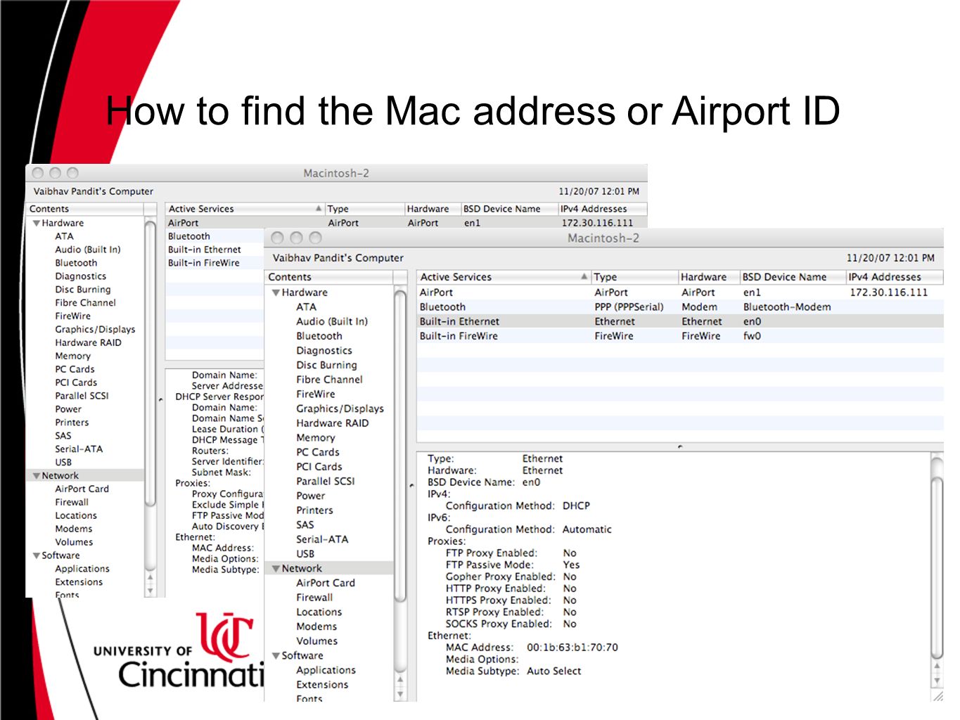 How to find the Mac address or Airport ID
