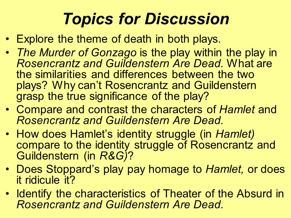 Rosencrantz and Guildenstern Are Dead Essay Questions