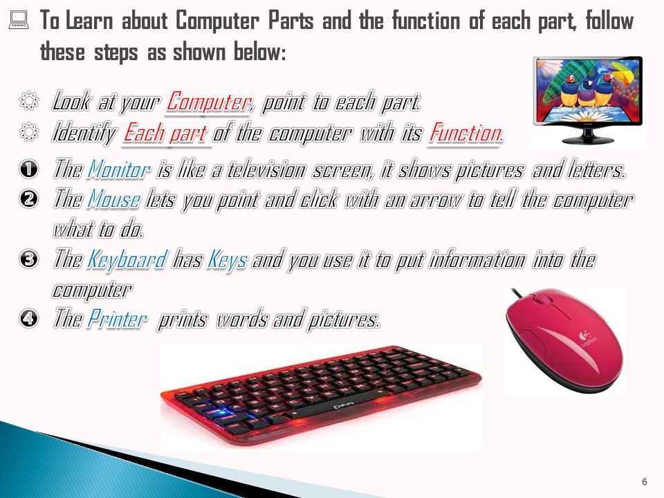5  To know Parts of the computer, follow these steps as shown below: