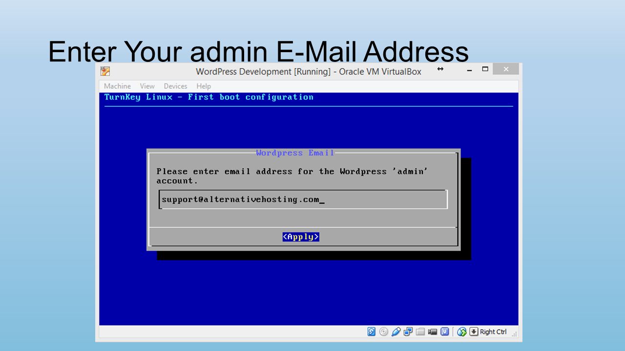 Enter Your admin  Address