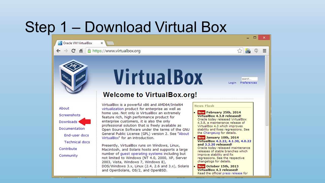 Step 1 – Download Virtual Box
