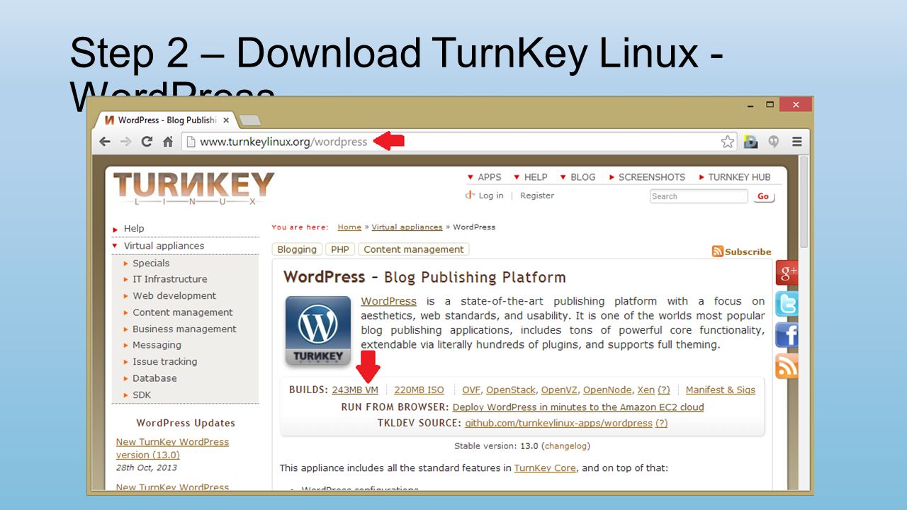 Step 2 – Download TurnKey Linux - WordPress