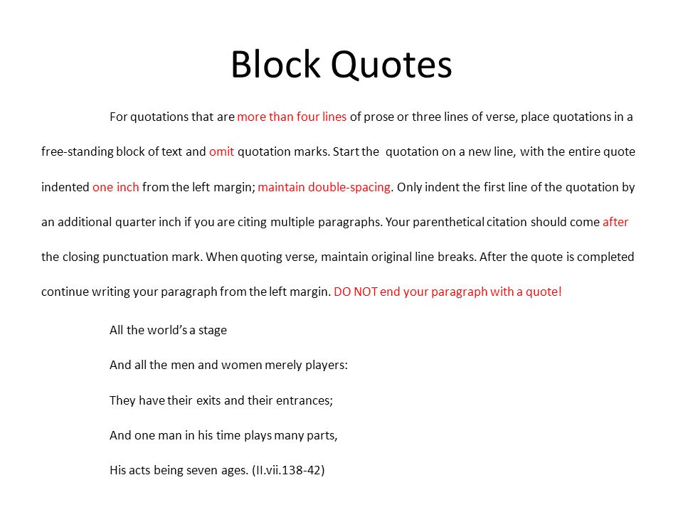 How to start an essay with a block quote