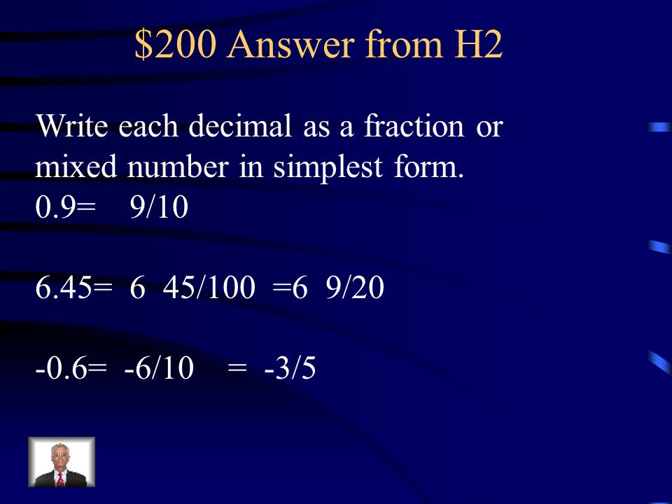 jeopardy converting fractions and decimals rational numbers mult 45 100 in simplest form