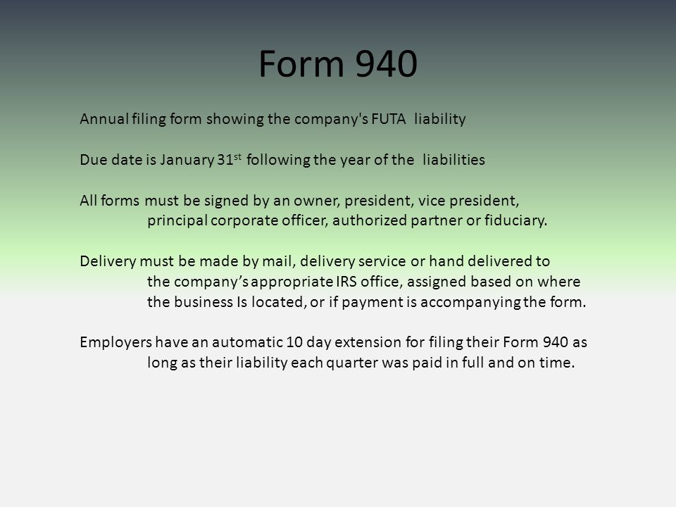 pt 3 7 ps 7 federal unemployment tax who pays futa exempt the person who is not an authorized signer of form 940 is
