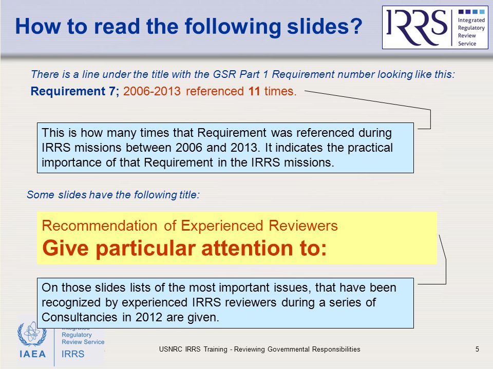 IAEA How to read the following slides.