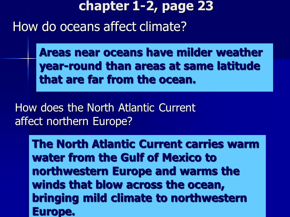 chapter 1-2, page 23 How do oceans affect climate.
