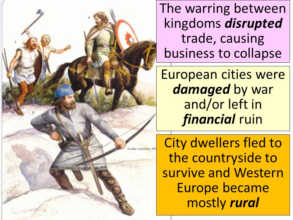 Western Europe was plagued by constant warfare between the Germanic barbarian kingdoms