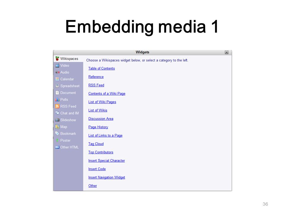 Embedding media 1 36