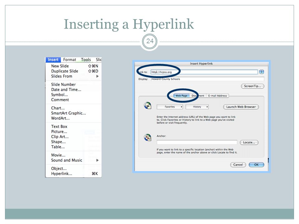 Inserting a Hyperlink 24