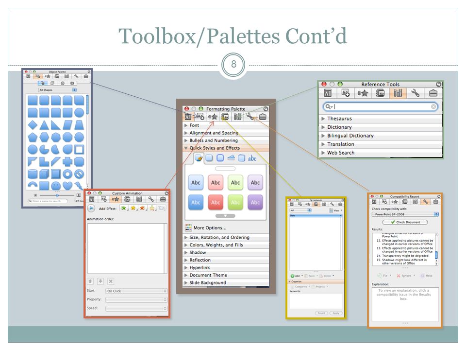 Toolbox/Palettes Cont’d 8