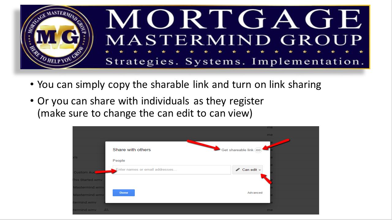 You can simply copy the sharable link and turn on link sharing Or you can share with individuals as they register (make sure to change the can edit to can view)