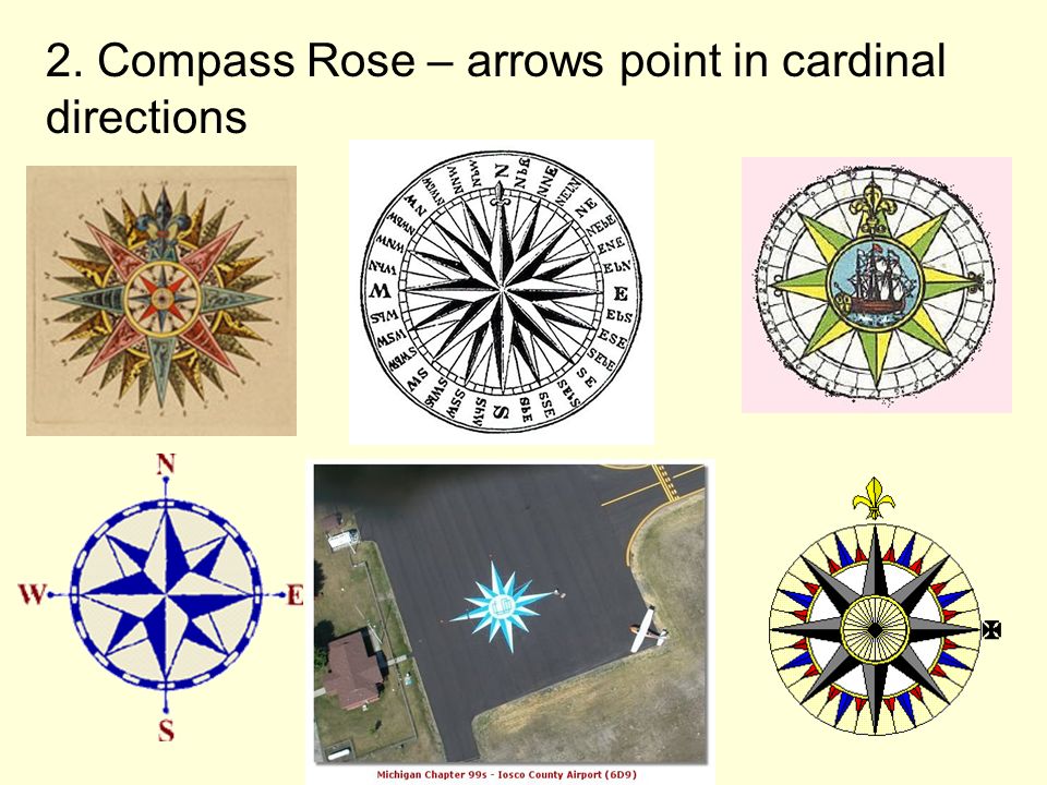 2. Compass Rose – arrows point in cardinal directions
