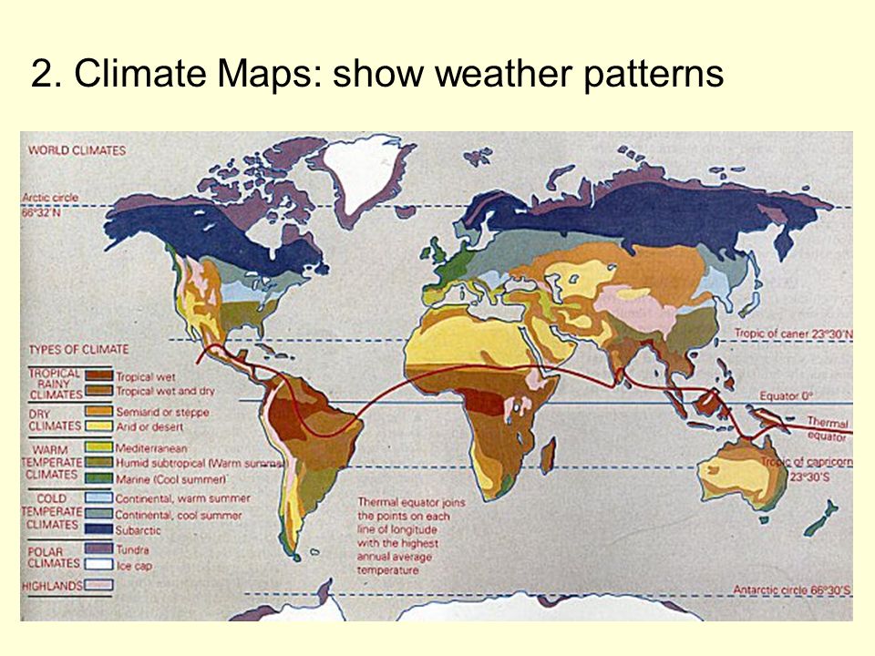 2. Climate Maps: show weather patterns