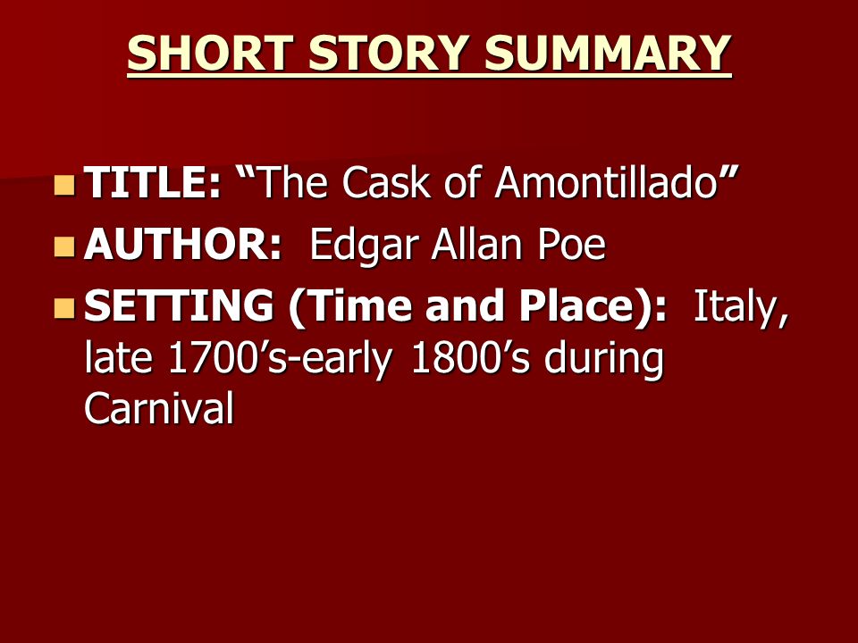 good thesis statements for the cask of amontillado good thesis statements for the cask of amontillado