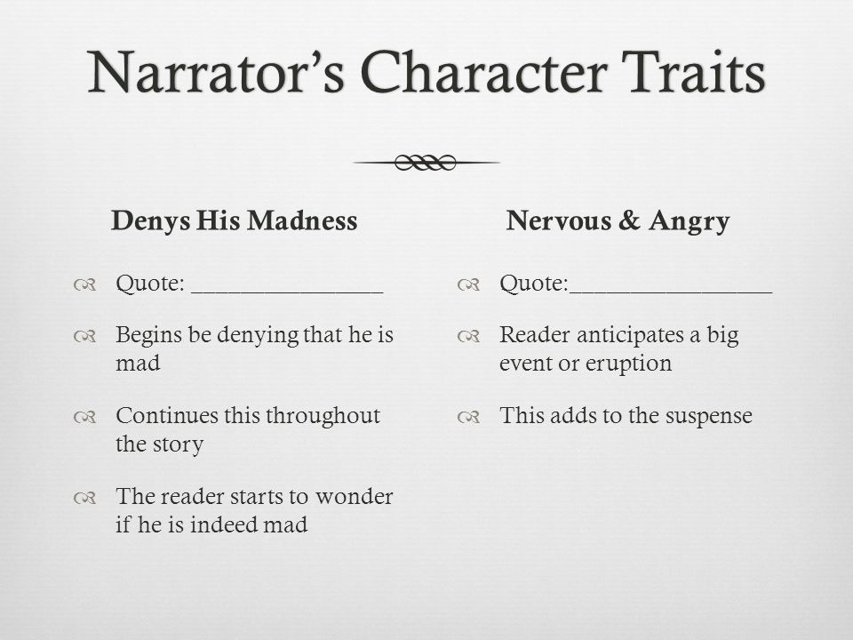 Ap English Essays Essay Formatessay Format Narrator S Character Traitsnarrator S Narrator S Character Traitsnarrator S Character Traits Science Fiction Essay Topics also English Language Essay Topics Essay On Personality Traits Essay Describe Your Personality Essay What Is A Thesis Of An Essay