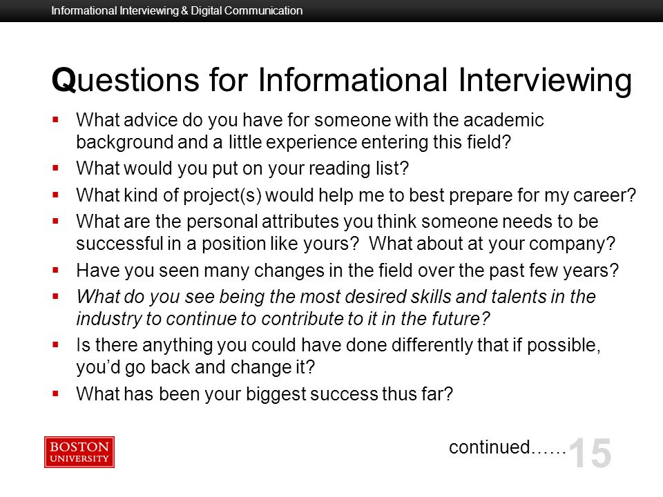 questions for informational interview