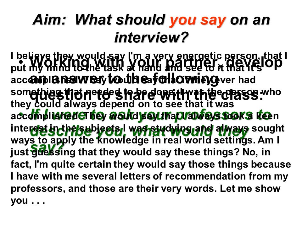 things to say in an interview