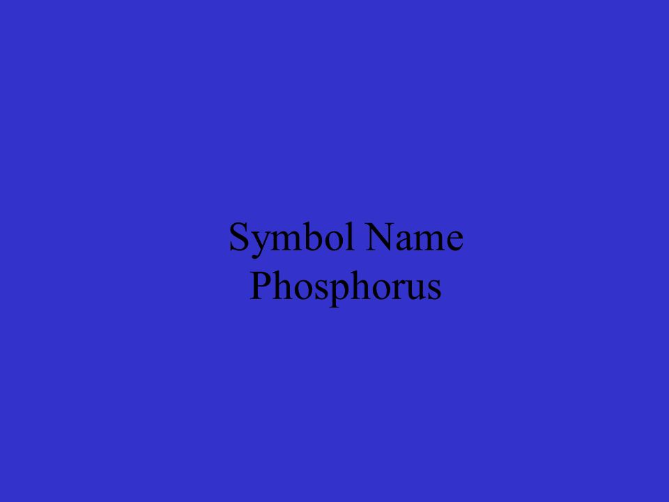 Symbol Name Phosphorus