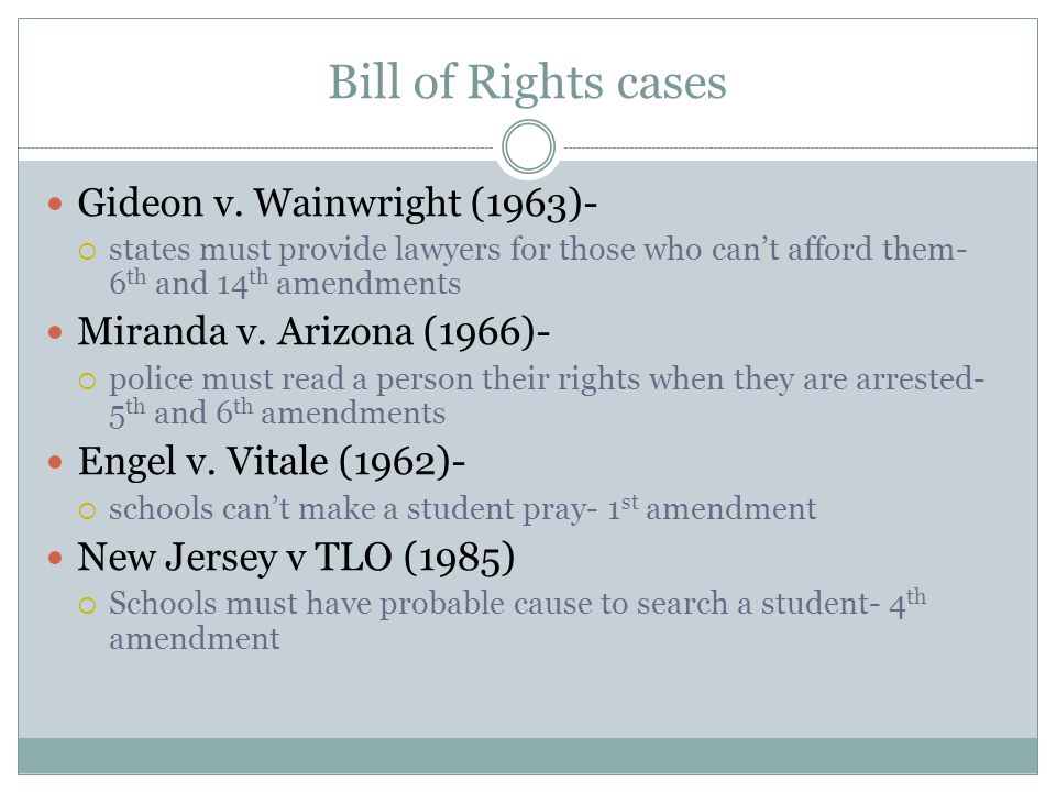 Bill of Rights cases Gideon v.