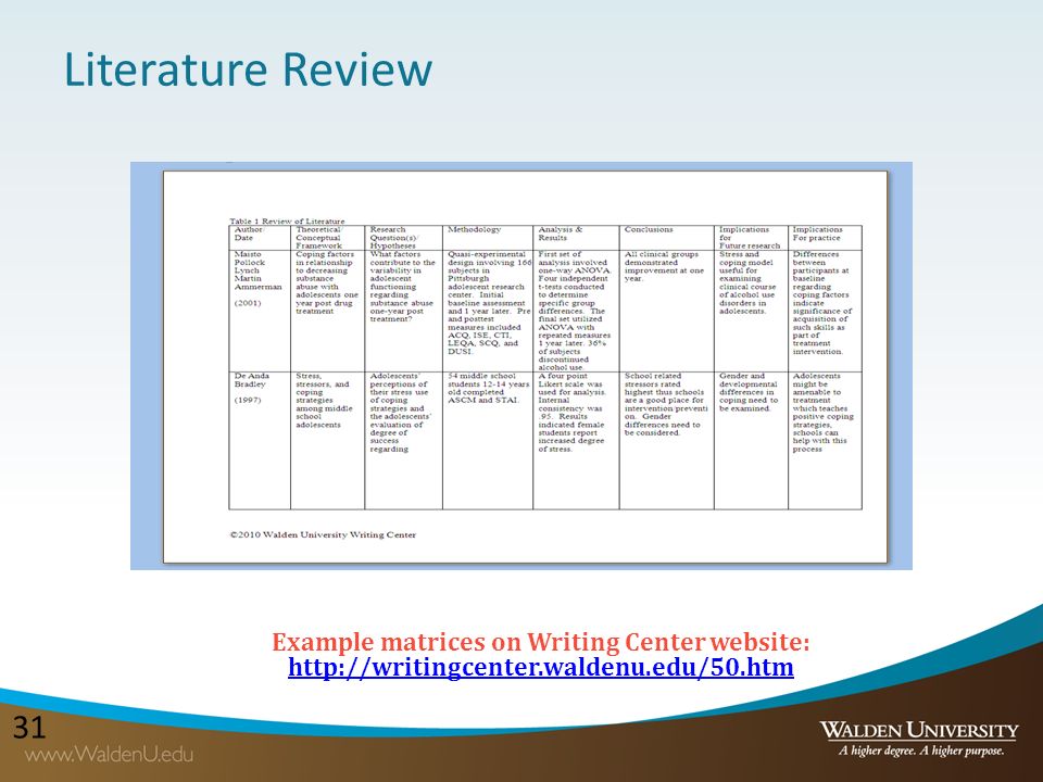 example literature review format
