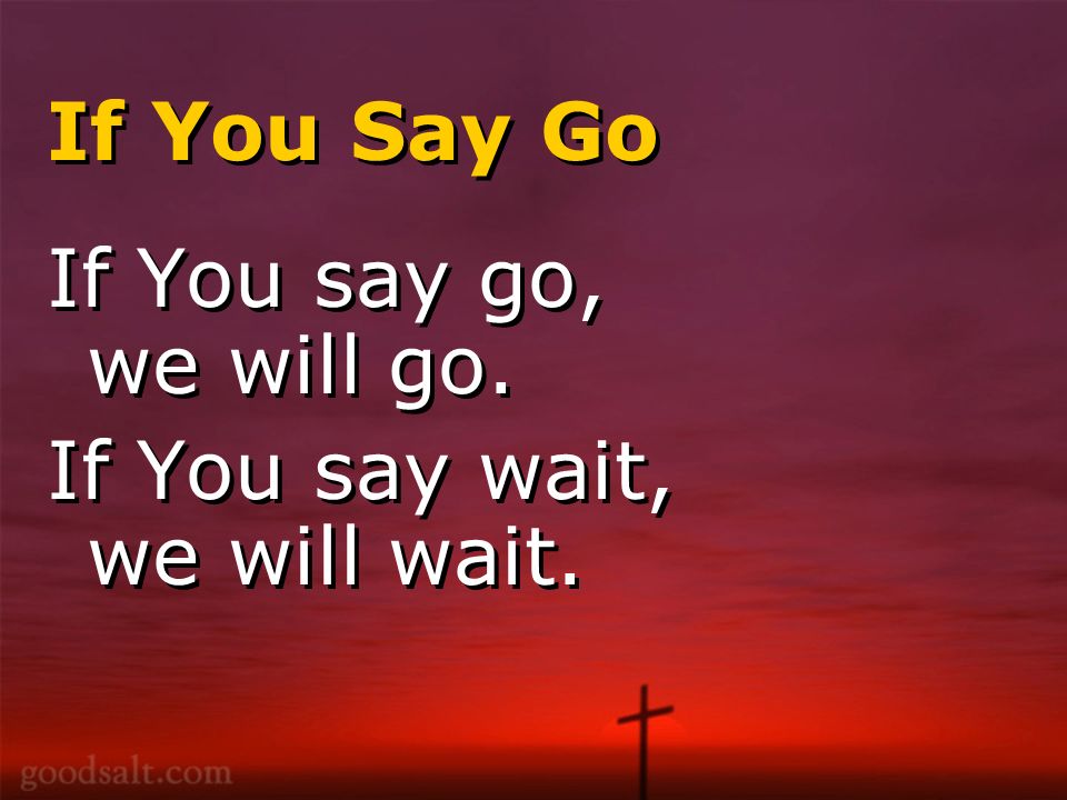 If You Say Go If You say go, we will go. If You say wait, we will wait.