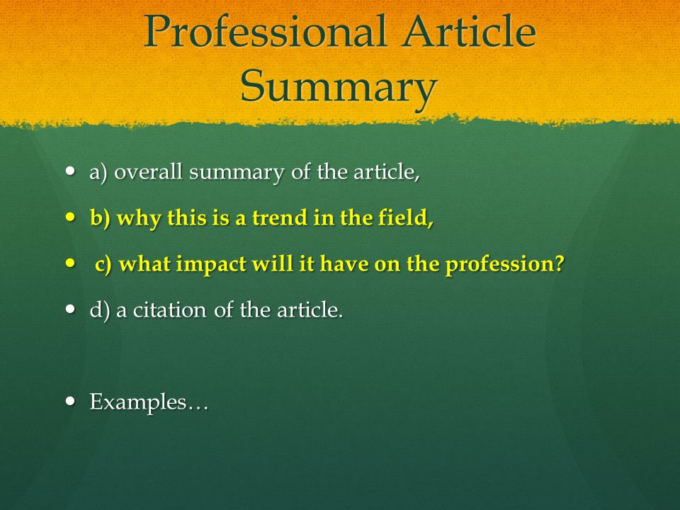 summary article of the impact of summary article of the impact of