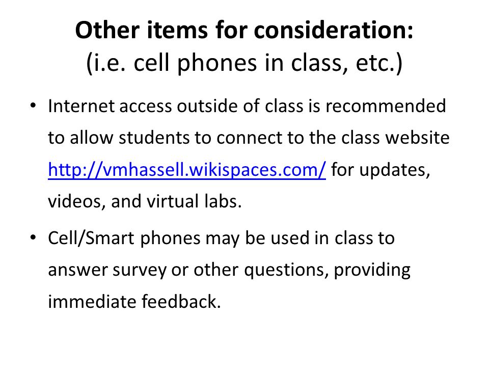 Other items for consideration: (i.e.