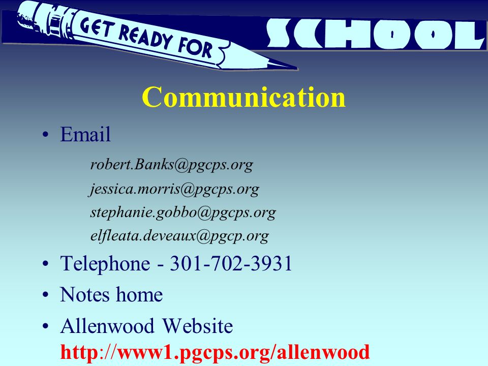 Communication  Telephone Notes home Allenwood Website
