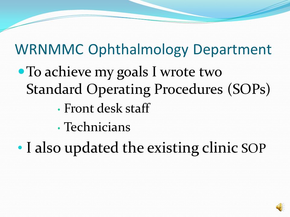 Walter Reed National Military Medical Center Nation S 8 Wrnmmc Ophthalmology Department Internship Role Help The Front Desk Staff Be More Productive Improve Patient Flow For Clinic