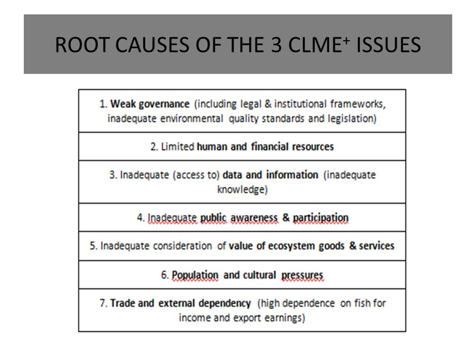 ROOT CAUSES OF THE 3 CLME + ISSUES