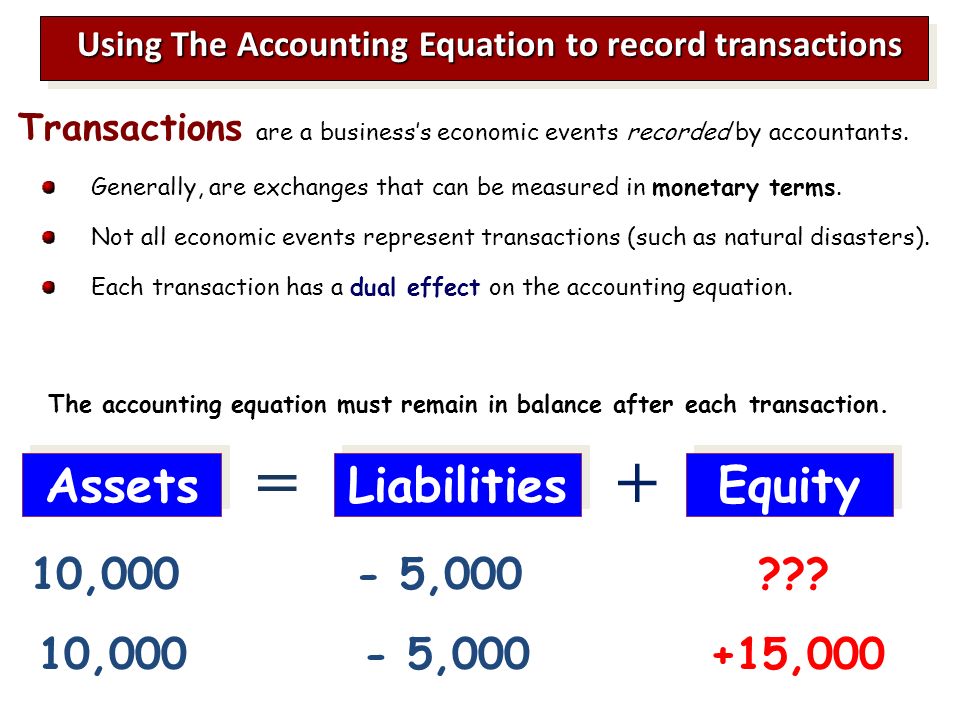 Bmgt 220 Principles Of Accounting I Dr Progyan Basu R H Smith Using The Accounting Equation To Record Transactions Are A Business S Economic Events Recorded By Accountants