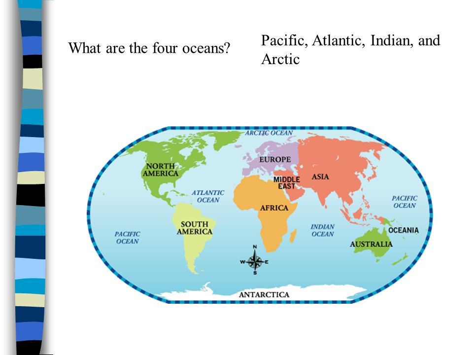 What are the four oceans Pacific, Atlantic, Indian, and Arctic