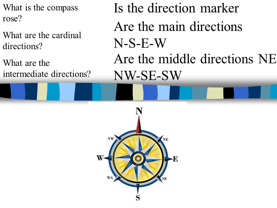 What is the compass rose. Is the direction marker What are the cardinal directions.