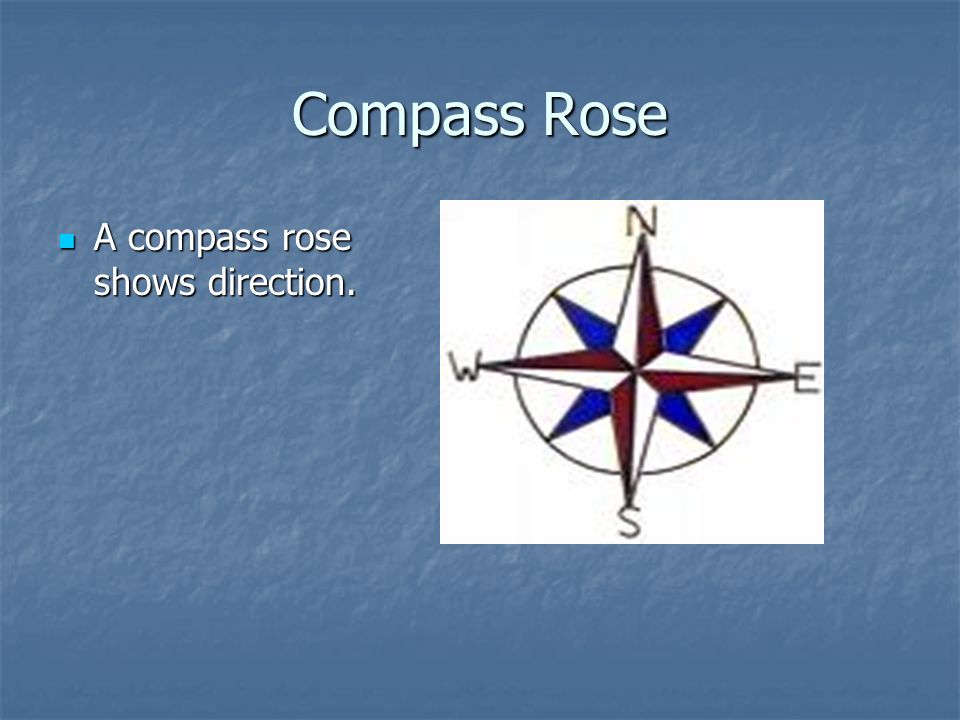 Compass Rose A compass rose shows direction. A compass rose shows direction.