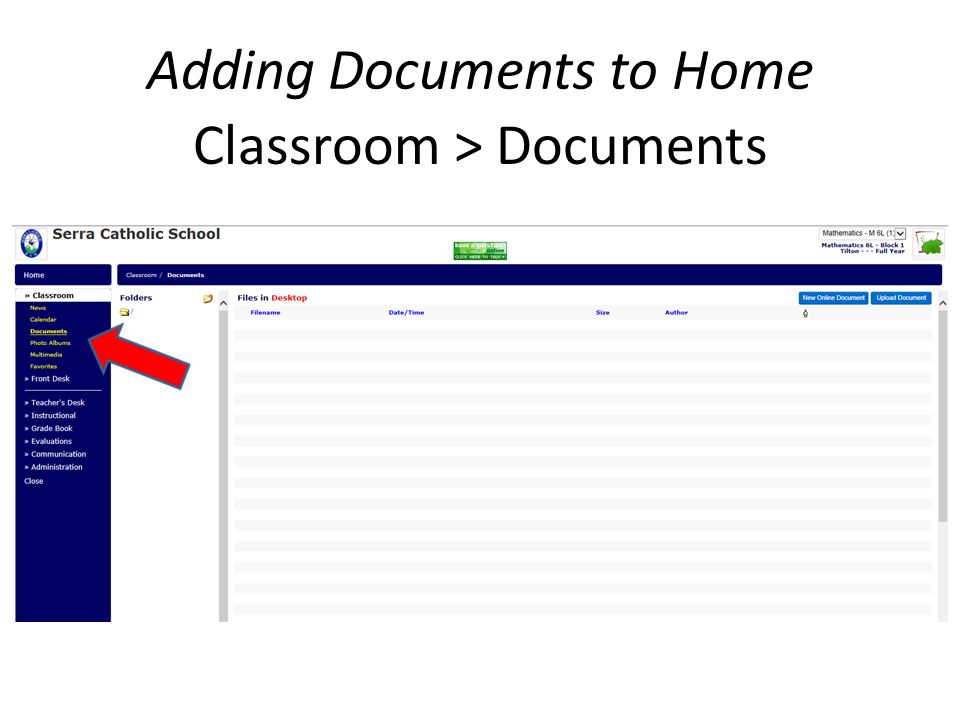 Adding Documents to Home Classroom > Documents