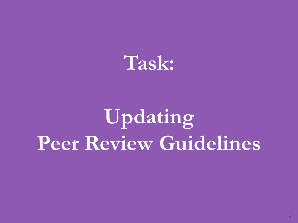 9 Task: Updating Peer Review Guidelines