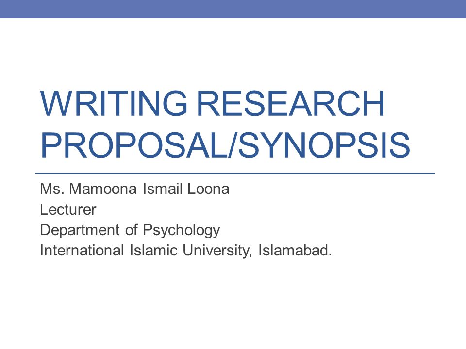Synopsis of thesis in phd