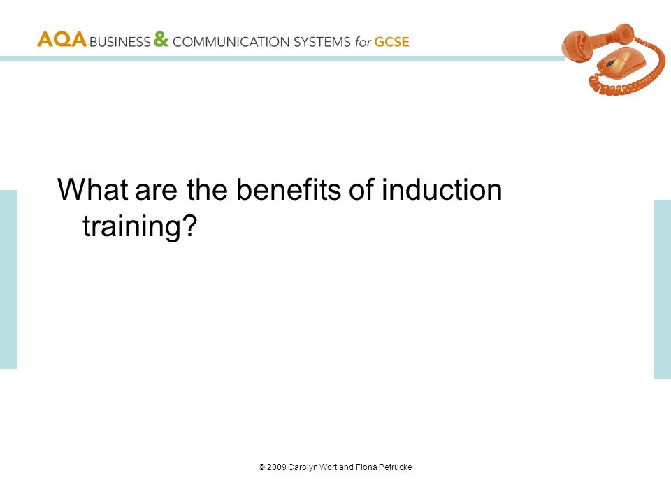 © 2009 Carolyn Wort and Fiona Petrucke What are the benefits of induction training
