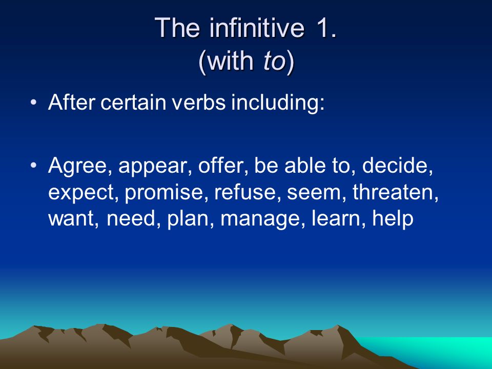 The infinitive 1.