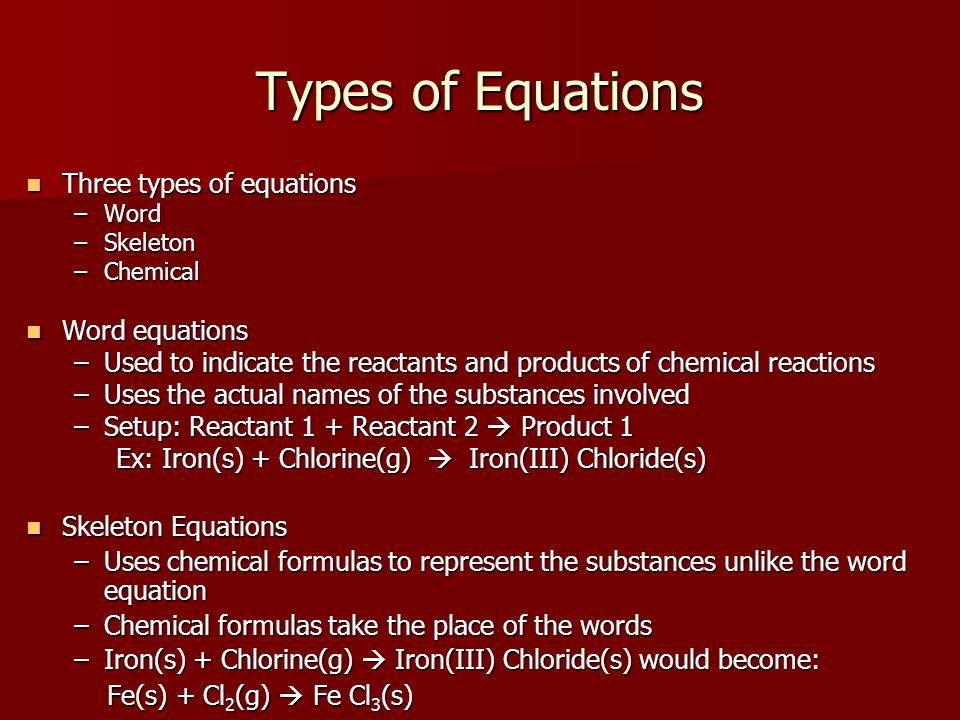 Chapter 9 Chemical Reactions And Equations 1 A 3 Types
