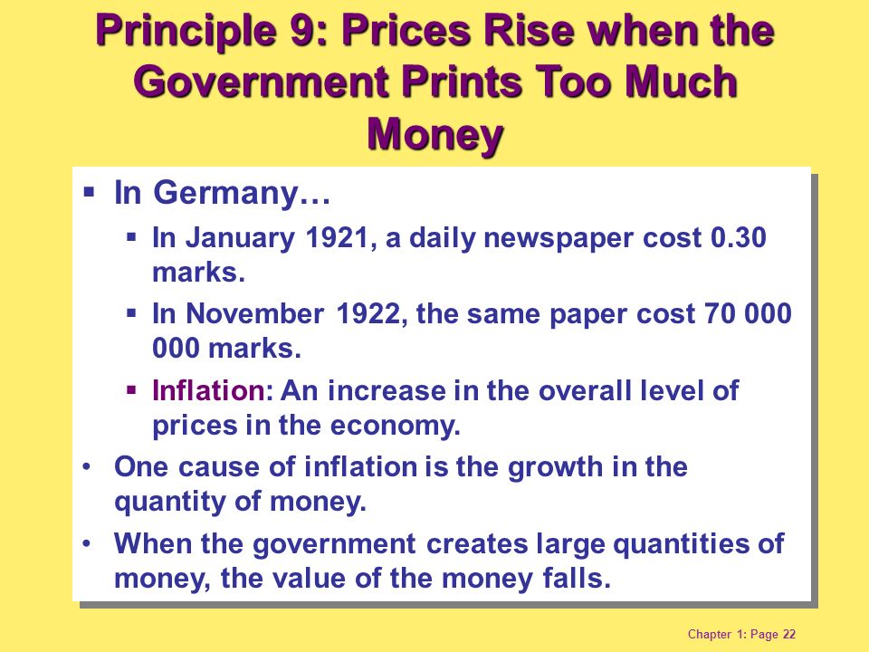Chapter 1: Page 22  In Germany…  In January 1921, a daily newspaper cost 0.30 marks.